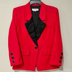 Vintage Yves Saint Laurent Red Wool Tuxedo Blazer Size US 6 Rive Gauche Silk